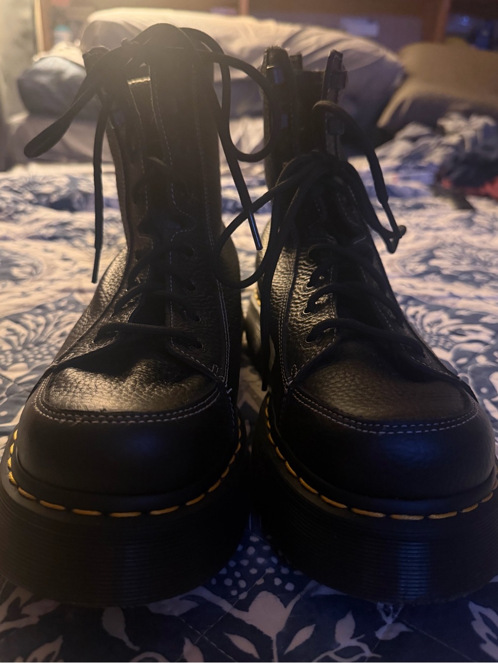 Like New Dr. Martens Buzz 8-Eye Black Platform Boots - Women's 10